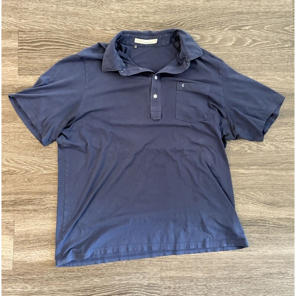 Criquet Men's Blue Solid Short Sleeve Collared Logo Polo Shirt XL